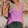 thumbnail image 6 of Womens V Neck Henley Button Front Tank Tops Sleeveless Top Cotton Linen Racerback Tie Front Knot Loose Fit Summer Casual Daily Vest, #02 Light pink, S, 6 of 7
