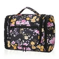 thumbnail image 2 of Large Hanging Toiletry Bag Travel Cosmetic Makeup Organizer Water-Resistant Shower Bathroom Bag for Women and Men, Black Pink Flower, 2 of 6