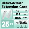 thumbnail image 2 of Cable de extensión FNXPOW, calibre 12, 3 puntas, 15 A, 25 pies, blanco, 2 of 7