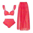 thumbnail image 1 of Traje de baño de una pieza con estampado digital de libélula, malla, falda grande, bikini de dos piezas para mujer, 1 of 6