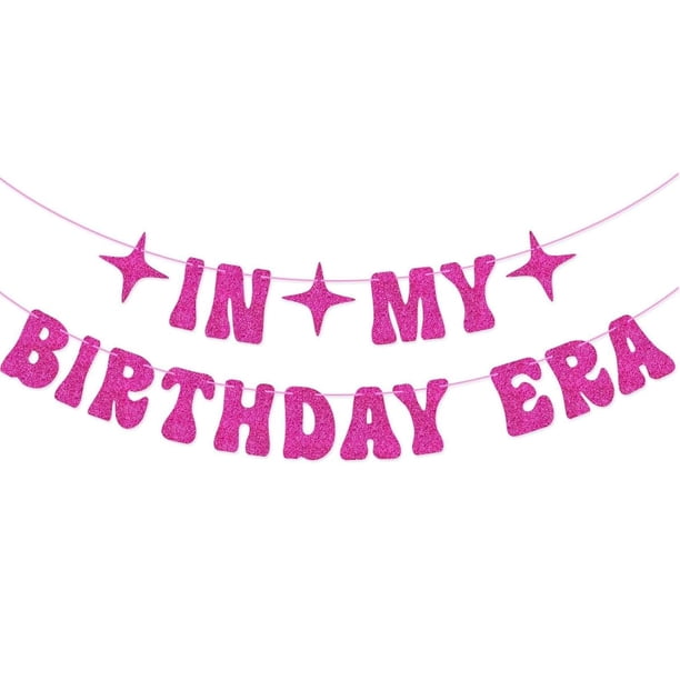 Pancarta de fiesta de cumpleaños personalizada, rosa roja en mi era de cumpleaños, decoraciones para fiestas de cumpleaños de niñas, suministros para pancartas de cumpleaños, decoración temática