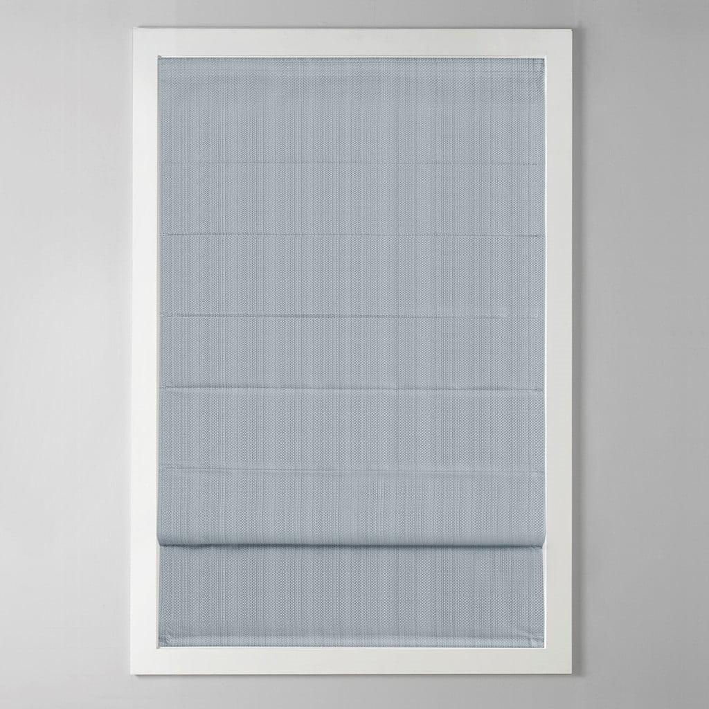 MAYEERTY Basketweave Room Darkening Cordless Roman Shade, Blue, 64" L x 33" W