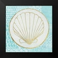 thumbnail image 2 of Lovell, Kathrine 12x12 Black Modern Framed Museum Art Print Titled - Summer Shells II Teal and Gold, 2 of 5