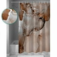 thumbnail image 4 of Brown Abstract Shower Curtain, 60" x 72", Silver Marble Ripples Clouds Luxury Fluid Art Waterproof Bathroom Curtain Washable Shower Curtain Set with 12 Hooks, 4 of 6