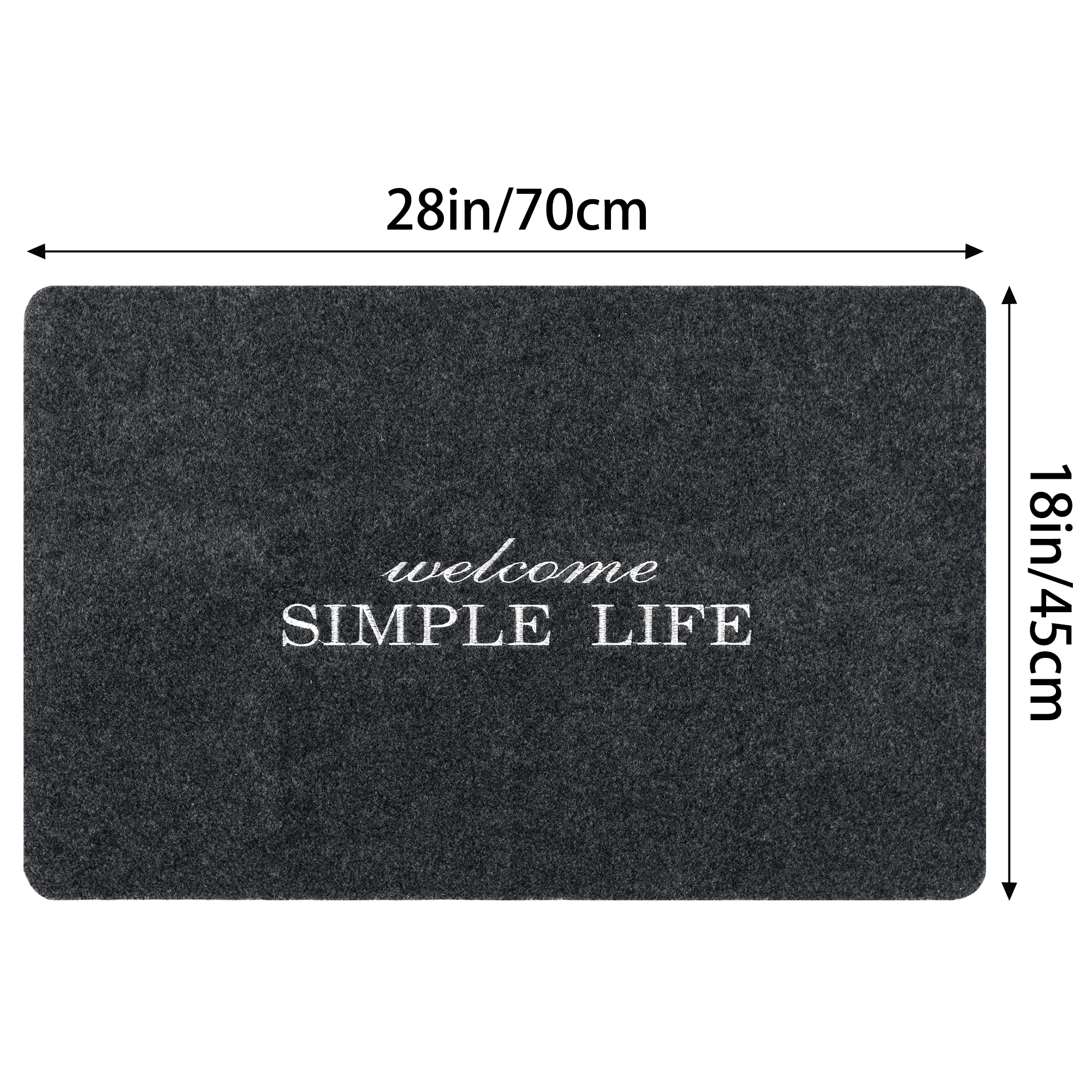 Unique Bargains Non-Slip Indoor Outdoor Mats Rubber Backing for Front Door Garage Floor Simple Gray 18"x28"