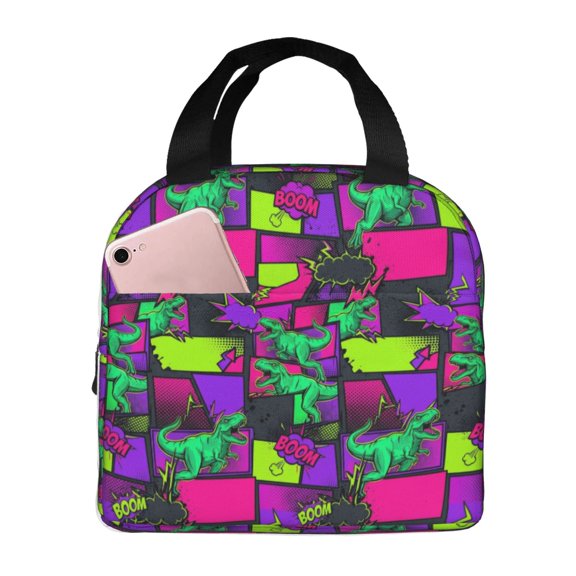 Dinosaur Insulated Lunch Bag For Women & Men, Reusable Leak-Proof Lunch Box With Cooler Compartment, Lunch Tote For Adults Work Travel