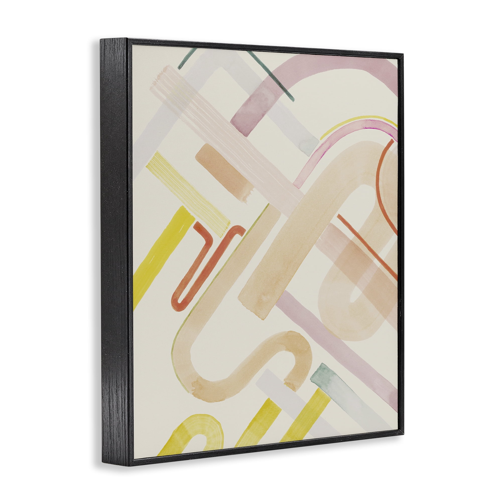 Stupell Industries Curved Forms Collage Abstract Painting Black Framed Art Print Wall Art, 11 x 14