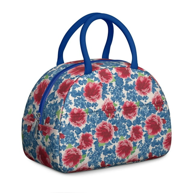 Botanical Sketch Lunch Tote - Scientific Flower Drawings, Reusable Insulated Bag for Plant Nerds