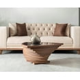 thumbnail image 4 of Papella Model Krokodile Brown Wooden Coffee Table with Glass Rustic Table Natural Walnut Color Center table Mesa de centro Farmhouse big desk livingroom furniture whiskey color tables Free Form, 4 of 5