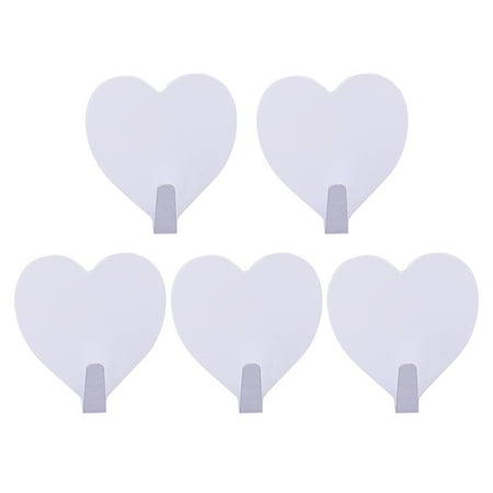 

Yoone 5Pcs Mini Love Heart Shaped Traceless Stainless Steel Wall Hooks Home Decor