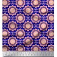 thumbnail image 1 of Soimoi Blue Cotton Poplin Fabric Vector Design Damask Print Fabric by the Yard 56 Inch Wide, 1 of 3