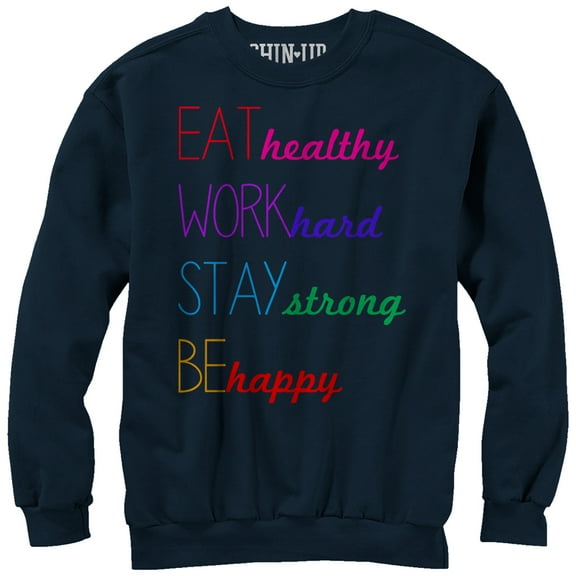 Women's CHIN UP Happy  Sweatshirt Navy Blue 2X Large