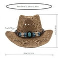 thumbnail image 2 of Men & Women's Cowboy Cowgirl Hat - Western Hollow Hats for Women, Adjustable Cowboy Hat Men with Wide Brim, 2 of 8