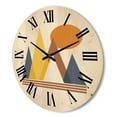 thumbnail image 3 of Designart 'Sun and Mountain Abstract' Modern Wood Wall Clock, 3 of 5