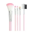 thumbnail image 1 of Rubor para mejillas, rubor en polvo rosa, juego de 5 brochas de maquillaje, brocha negra para sombra de ojos, brocha para labios, brocha para rubor, brocha para pestañas, brocha de maquillaje, 1 of 3