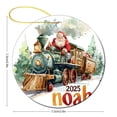 thumbnail image 2 of Ornament Santa in Train Double-Sided Printed 3" Ceramic Christmas Ornament Custom Diesel Train Xmas Tree Decoration Merry Xmas for Family & Friends, 2 of 5