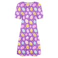 thumbnail image 3 of Graphic T Shirt Dress for Women Summer Casual Short Sleeve Cartoon Print Loose Fit Mini Sundress, 3 of 4