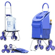 dbest Products 01-554 Bigger Trolley Dolly Stair Climber Grocery Foldable Cart Condo Apartment, Blue