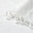 thumbnail image 3 of Bohogeo White Linen Textured Tassel Sheer Lace Curtain Panels, Chic Crochet Geometry Knitting Rod Pocket Farmhouse Window Curtain Drapes for Living Room/Bedroom, 2 Panels, 84" L x 40" W, 3 of 7