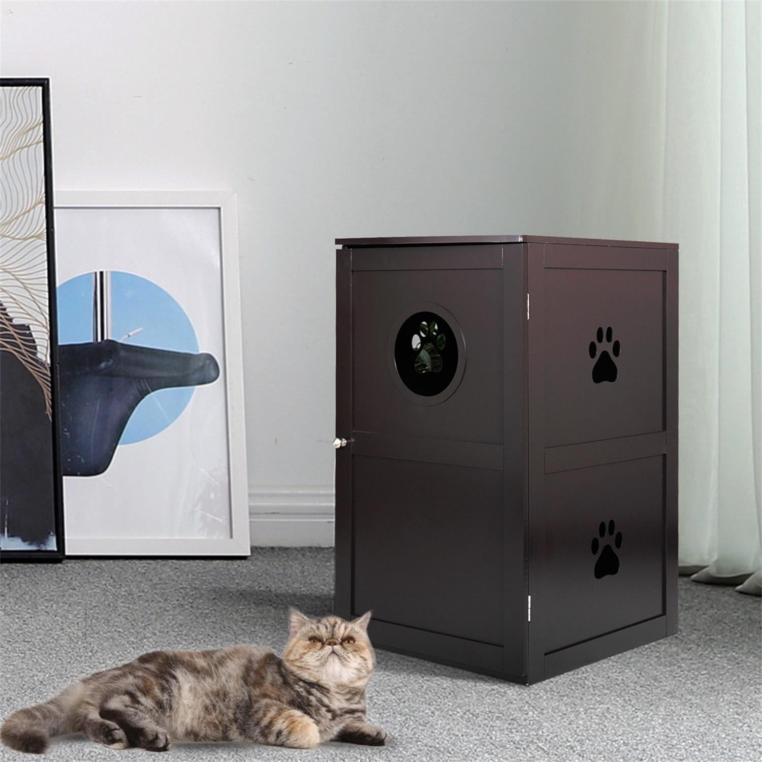 Pefilos 41" Enclosed Litter Box Enclosure Furniture Hidden Cabinet,Cat Washroom, Cat House Feeding Station Kitten Kitty, Brown Pefilos 41" Enclosed Litter Box Enclosure Furniture Hidden Cabinet,Cat Washroom, Cat House Feeding Station Kitten Kitty, Brown