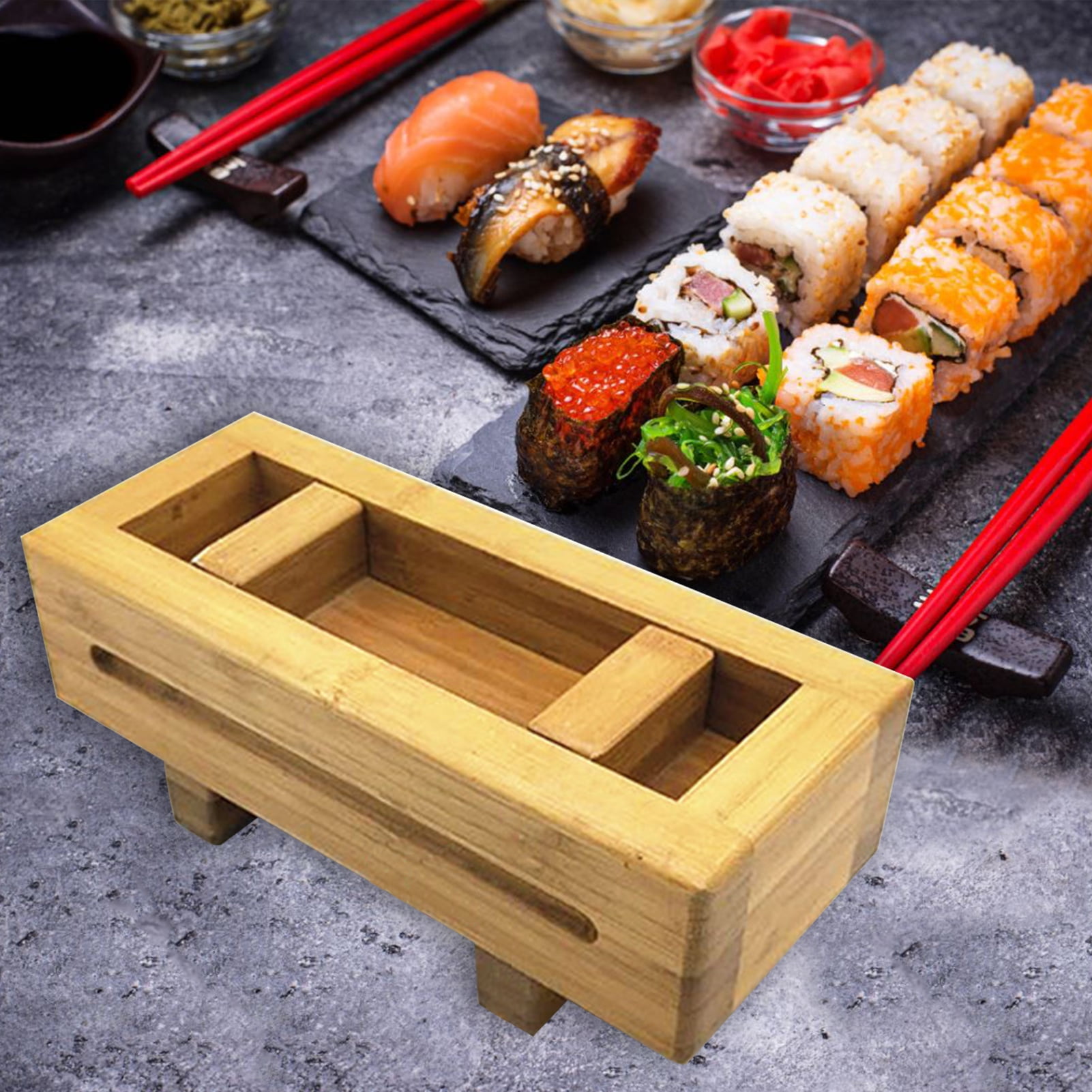 Homemaxs Wooden Rectangular Sushi Press Mold Box Sushi Making Kit DIY Sushi Rice Roller Molds Sushi Kitchen Making Tools (As Shown), Women's, Size: 21