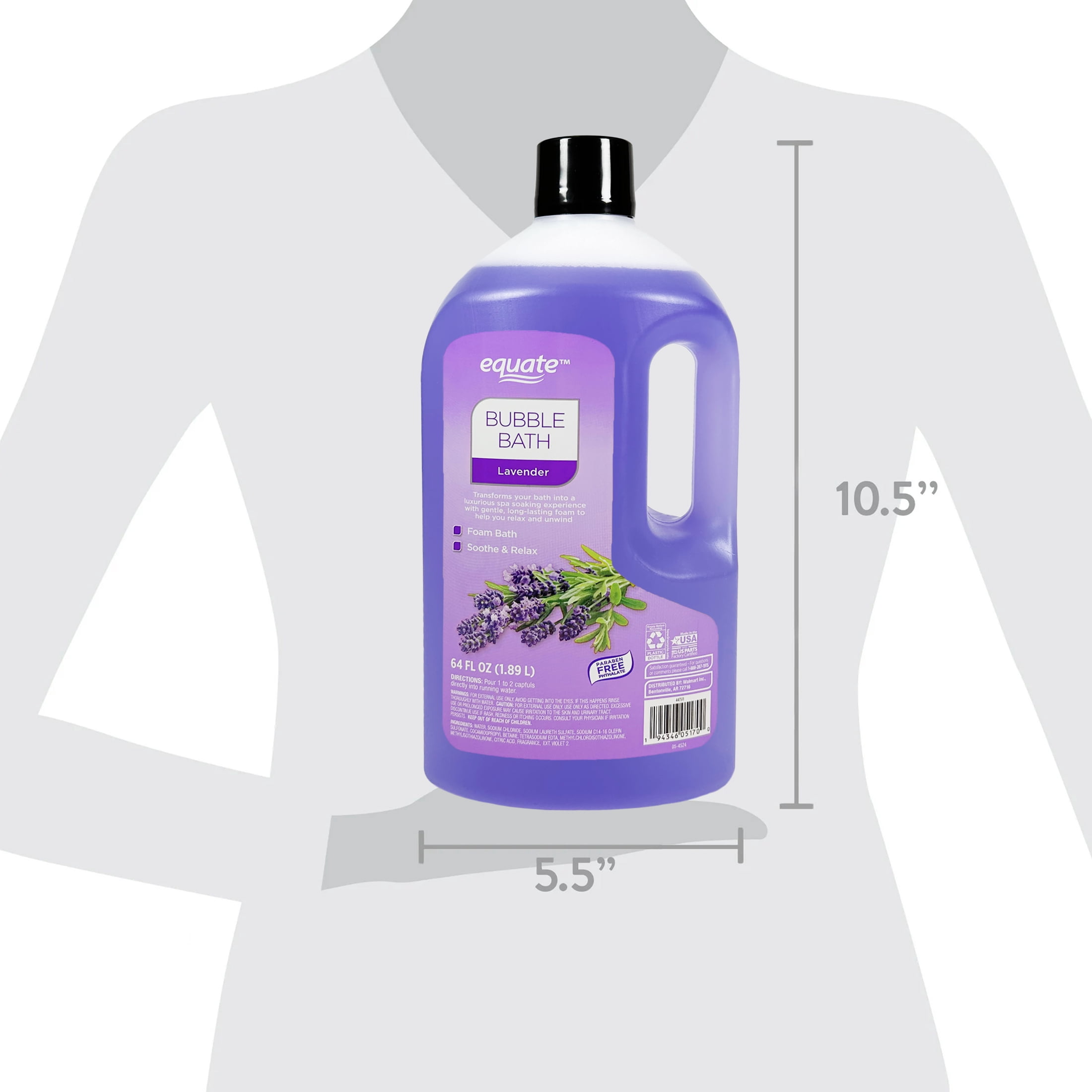 (2 pack) Equate Bubble Bath, Lavender, 64 fl oz
