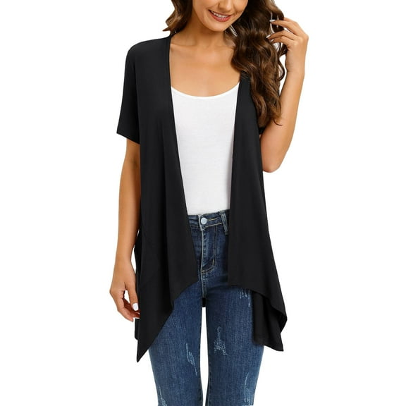 TIANZEN Women Floral Short Sleeve Cardigans For Women Casual Drape Open Front Lightweight Summer Cardigan With Pocket High Low Hem Thin Sweater Cardigan Women's Knit Sweater plus Sweater