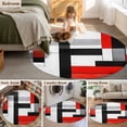 thumbnail image 6 of Red Black Large Area Rugs for Bedroom Living Room, Soft Non Slip Carpet Bedside Rug, Abstract Geometric Grey White Middle Century Round Floor Cover Kitchen Accent Rug 6' for Dining Room/Office, 6 of 9