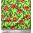 thumbnail image 3 of Soimoi Crepe Silk Fabric Leaves & Rose Floral Print Sewing Fabric Yard 42 Inch Wide, 3 of 3