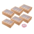 thumbnail image 1 of Paquete de 6 cajas para cupcakes de calidad alimentaria con 12 agujeros, soportes para cupcakes con ventana. Marrón, 1 of 9