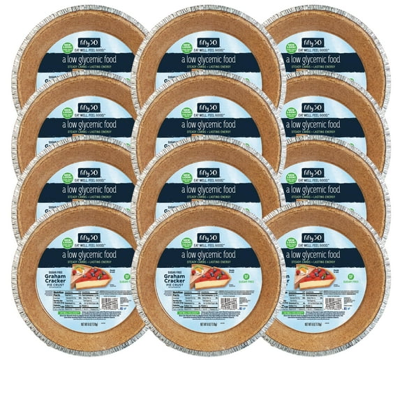 Fifty50 Graham Cracker Pie Crust Sugar-Free No Bake for Pumpkin Pies, Apple Pie, and More, 6 ounce (Pack of 12)