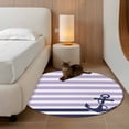 thumbnail image 3 of Anchor Purple Round Area Rug 3 FT, Small Kitchen Bathroom Mats, Modern Navy Blue White Striped Nautical Washable Indoor Outdoor Throw Runner Carpet Non-Shedding Doormat for Table Shower Sofa Entryway, 3 of 8