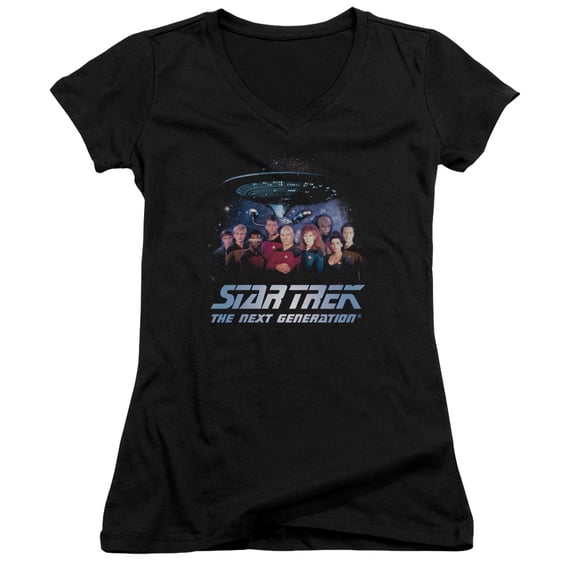 Star Trek Space Group Junior Women's V-Neck T-Shirt Black