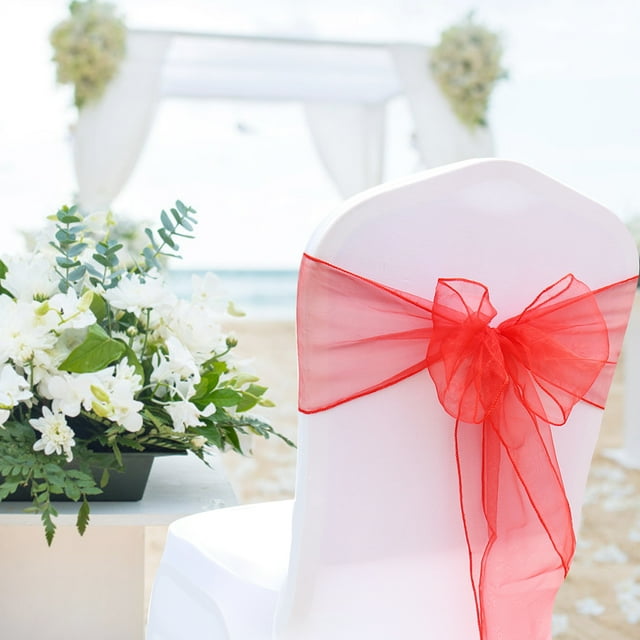 Fajas para Sillas Jadeshay 25 Piezas Organza Blanco Rojo Azul
