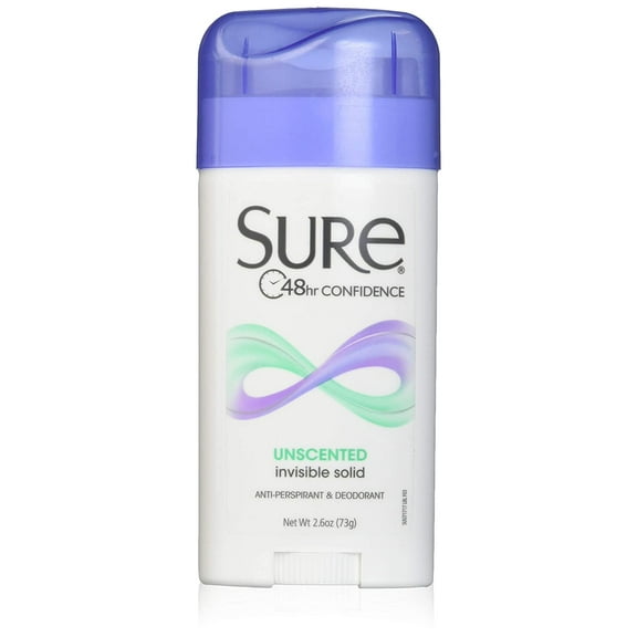 Sure Anti-Perspirant Deodorant Invisible Solid Unscented 2.60 oz Pack of 10