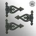 thumbnail image 3 of Renovators Supply Cabinet Door Strap Hinge w/Hardware 5-3/8" Rust Resistant Black Wrought Iron Flush Mount Hinge for Cabinets Pack of 3, 3 of 3