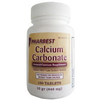 Pharbest Carbonate de calcium antiacide et Le supplément de calcium 10 Grains - 100 comprimés