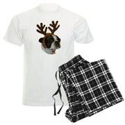 CafePress - Boston Terrier Reindeer Men's Light Pajamas - Men's Light Loose Fit Cotton Pajama Set