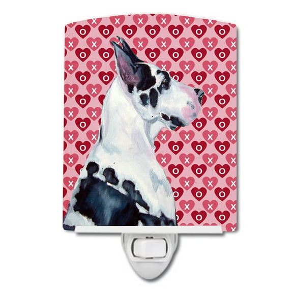 Caroline's Treasures LH9146CNL Great Dane Hearts Love and Valentine's Day Portrait Ceramic Night Light, 6x4x3",