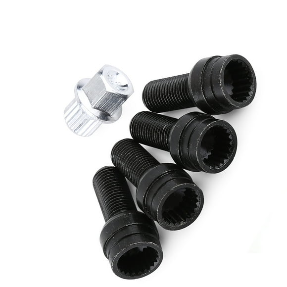 Wheel Lug Nut Kit, 4+1 M14x1.5MM Black Steel Wheel Lock Lug Nut Set With Key