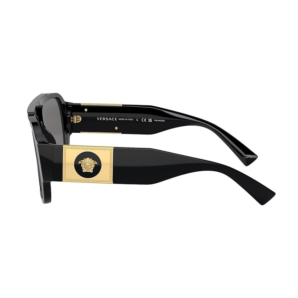 Versace VE 4436U Plastic Unisex Pillow Polarized Sunglasses Black 57mm Adult