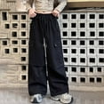 thumbnail image 6 of Girls Cargo Pants Slim Fit Jogger Pants for Girls Stretch Elastic Waist Black Cargo Pants with Pocket Girl Pants Size 5-6 Years, 6 of 6