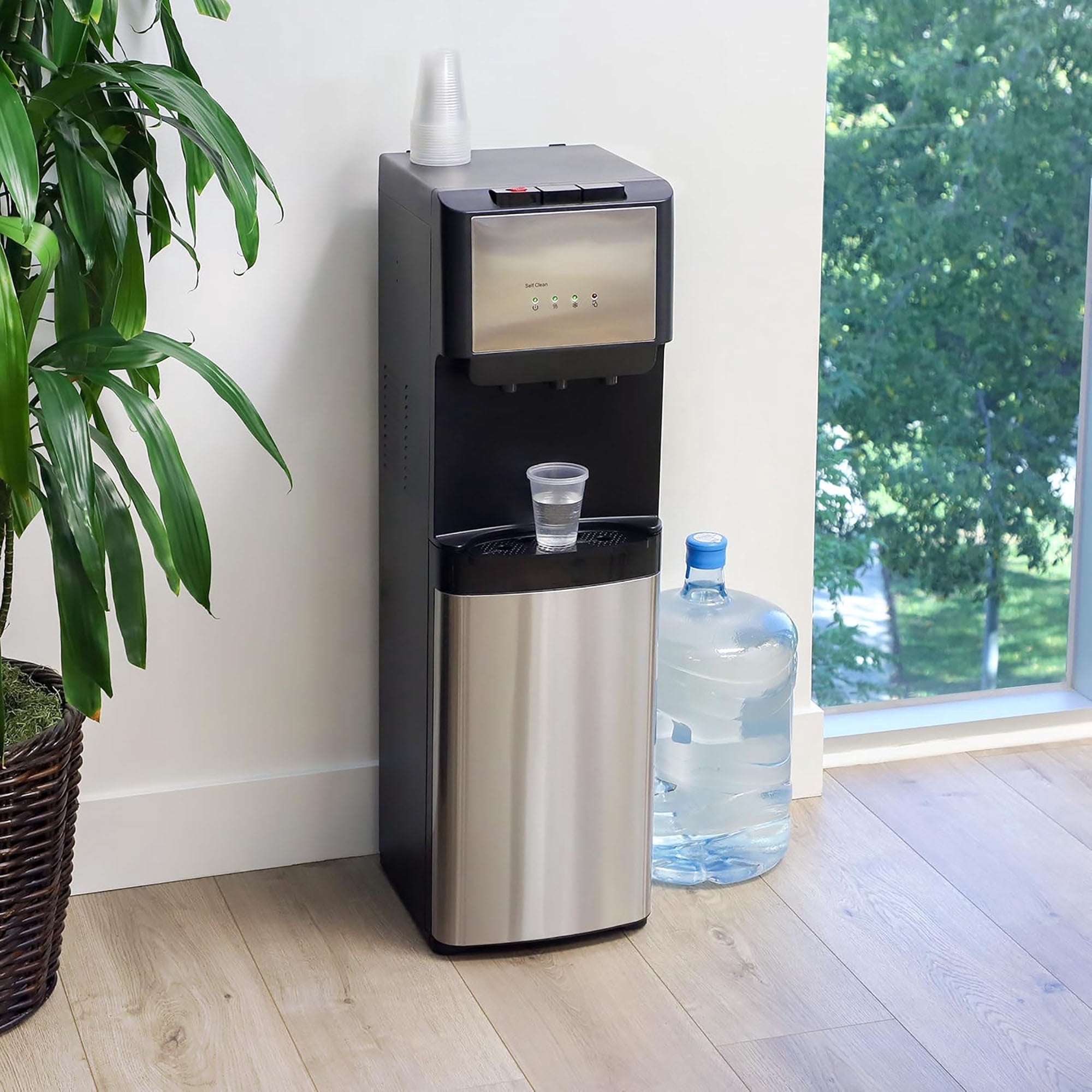 5 Gallon Bottom Load Water Dispenser with Hot, Cold & Room Temperature Settings, UV Self-Cleaning System, Child Safety Lock, Stainless Steel Water Cooler for Home and Office