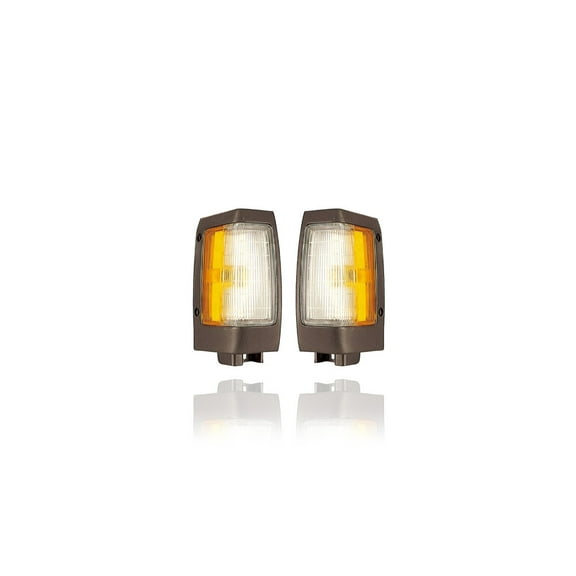 Cornering Light Assembly - Compatible/Replacement for '90-97 Nissan Hardbody D21 - Black - Pair, Left Driver   Right Passenger Set - B611001G02, B611501G02 Fits select: 1995-1997 NISSAN TRUCK