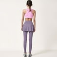 thumbnail image 6 of Women's High Waist Leggings with Attached Flowy Skirt Overlay for Active and Casual Wear - Large, Purple, 6 of 7