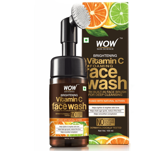 WOW Brightening Vitamin C Foaming Face Wash With Built-In Face Brush 150ml