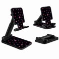 thumbnail image 2 of WIRESTER Black Foldable Phone Stand for Desk, Adjustable Portable Cell Phone Holder for iPhone 17, 16, 15, 14 and Android Smartphones - Purple Tone Hearts Pattern, 2 of 6