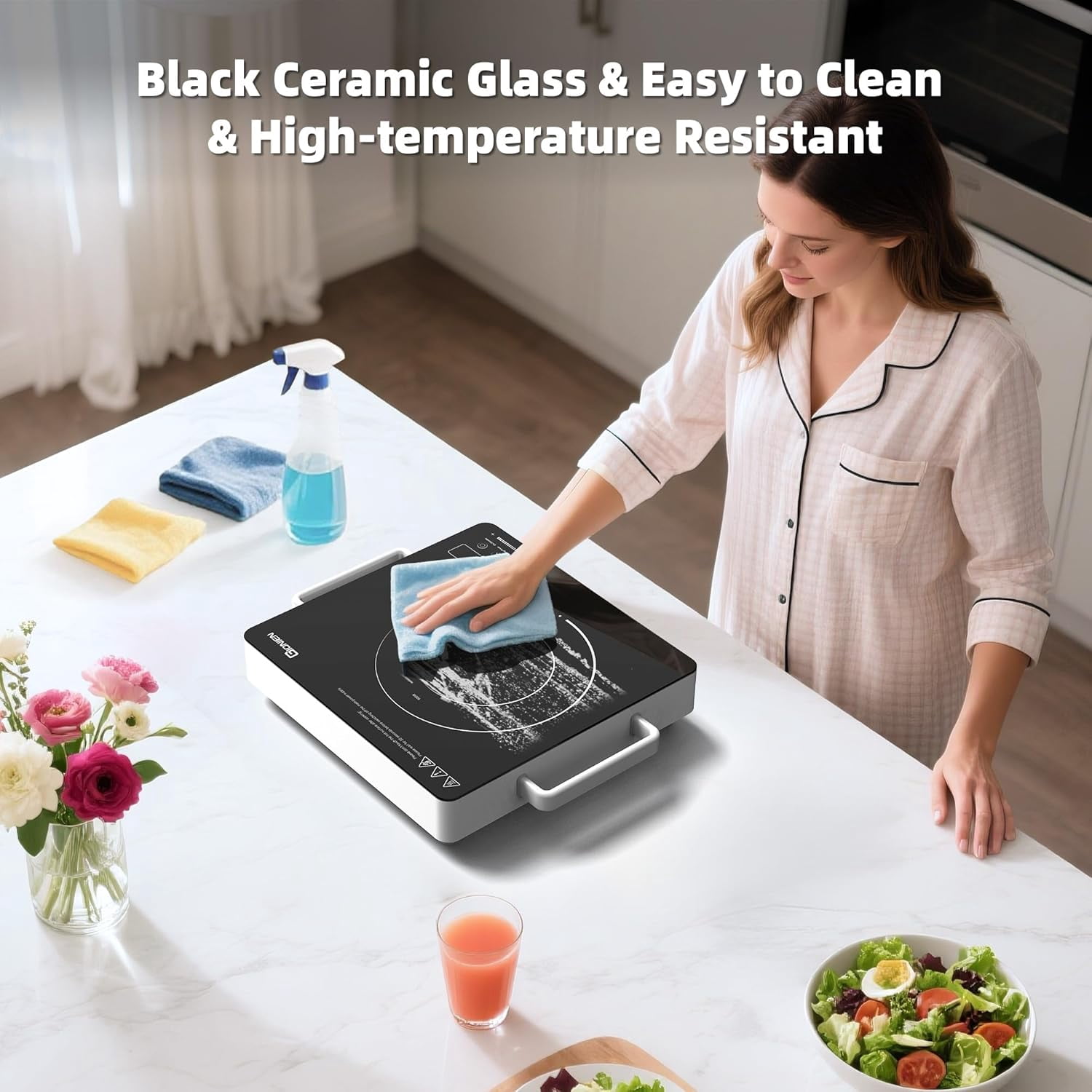 110V Portable Electric Cooktop with 3 Heat Modes, 3-Hour Timer & Safety Lock