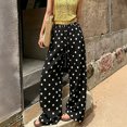 thumbnail image 2 of XINPING Women's Wide Leg Baggy Sweatpants Polka Dot Y2K Casual Trousers Elastic Waist,Drawstring,Loose Pants,Trendy Y2K Pants, 2 of 5