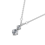 Cate & Chloe Andy 18k White Gold Plated 2-Stone Drop Necklace with Swarovski Crystals for Women